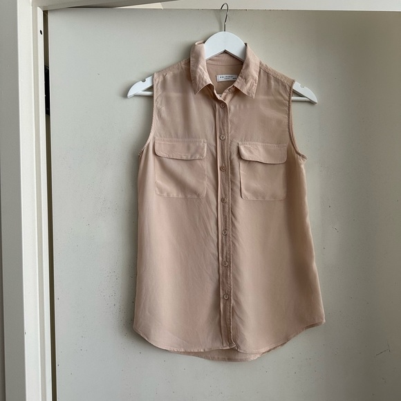 Equipment Beige Silk Sleeveless Blouse - Picture 1 of 5